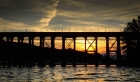 rail bridge over the Potomac at sunset